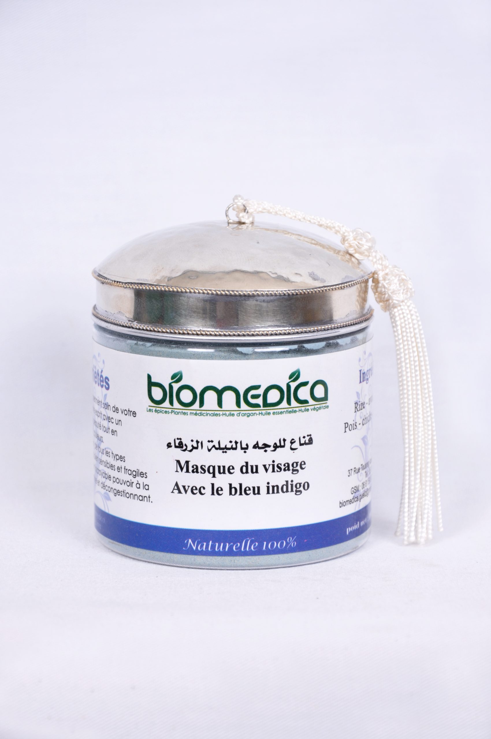 Masque poudre pour le visage avec le bleu indigo - 100G