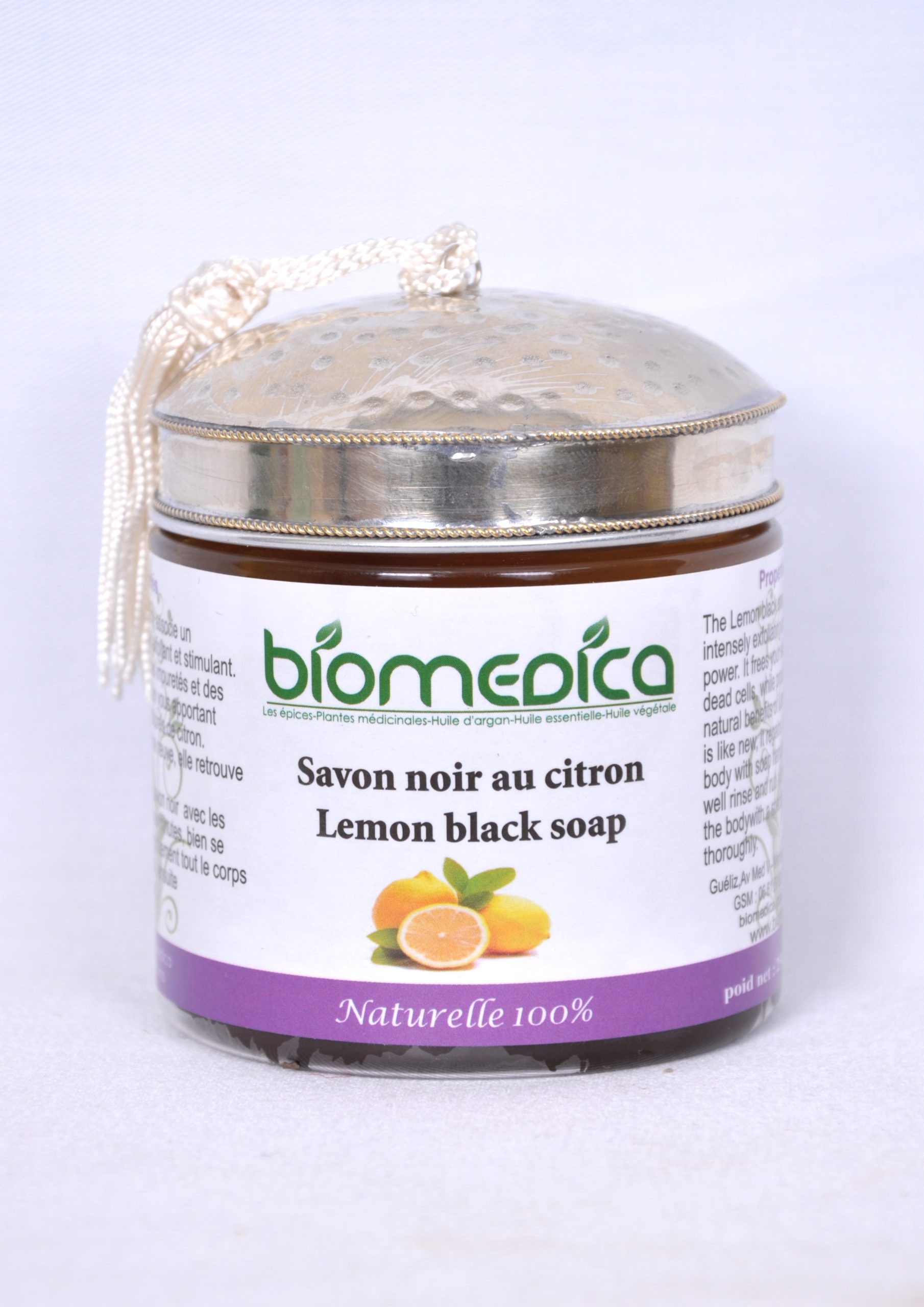 Savon noir à l’huiles essentielle de citron -250G