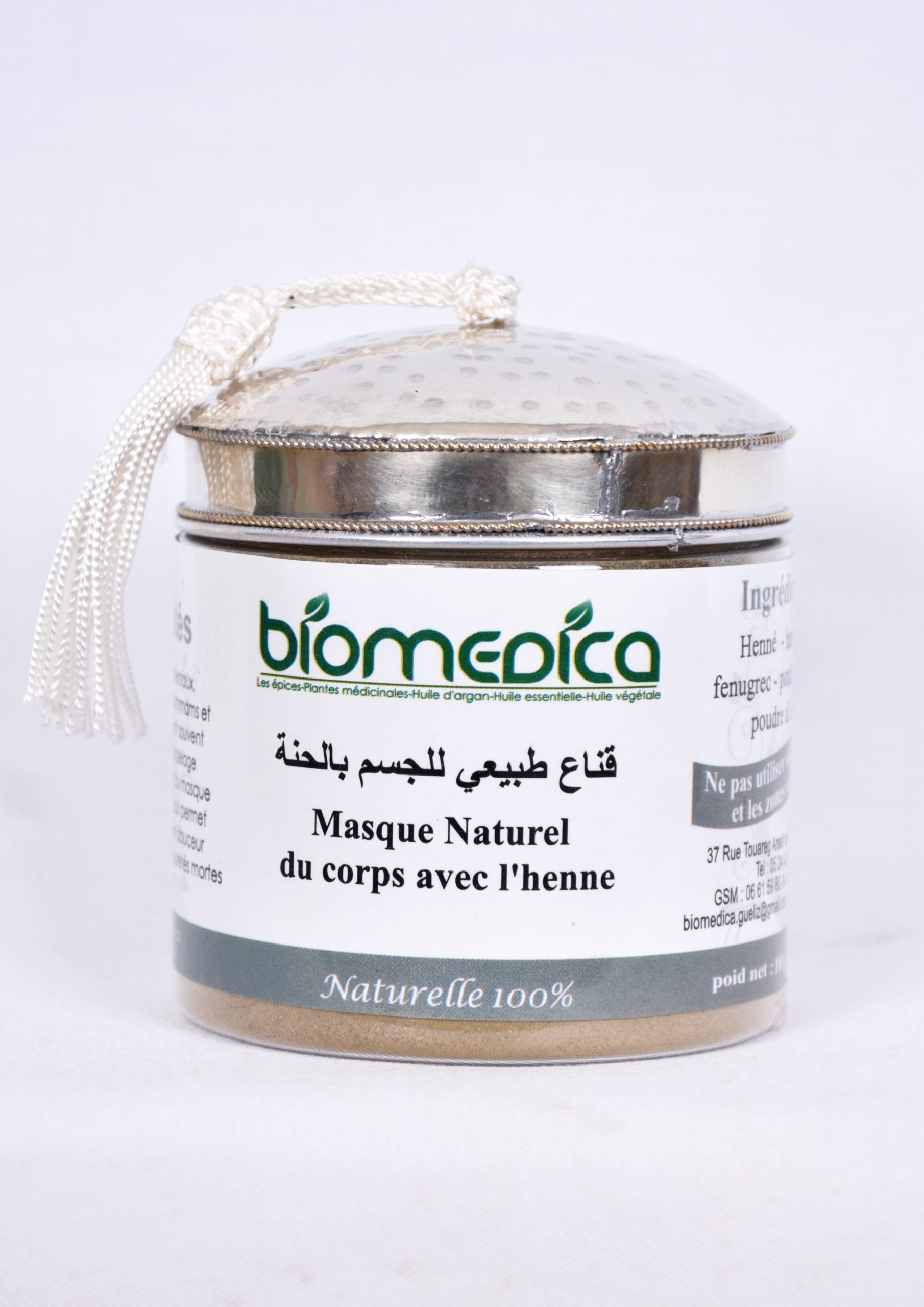 Masque poudre avec du henné pour le corps -100G