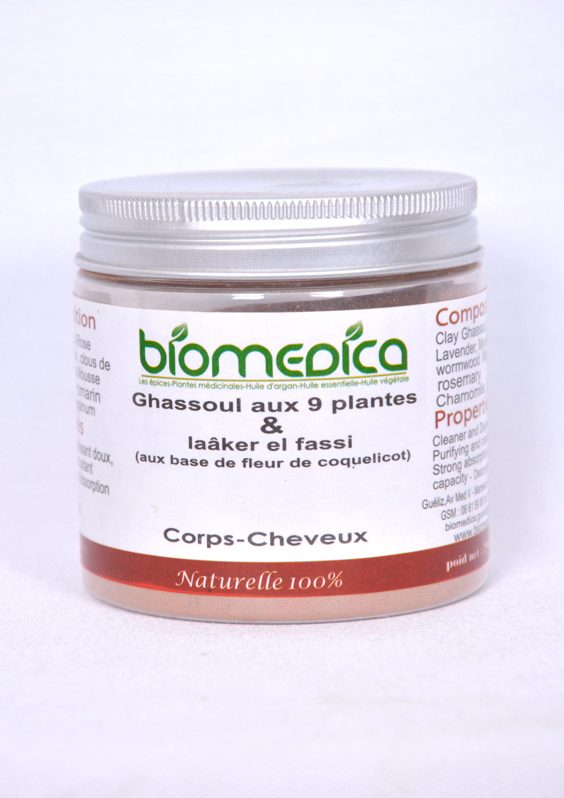 Ghassoul poudre aux 9 plantes et laaker lfassi -100G